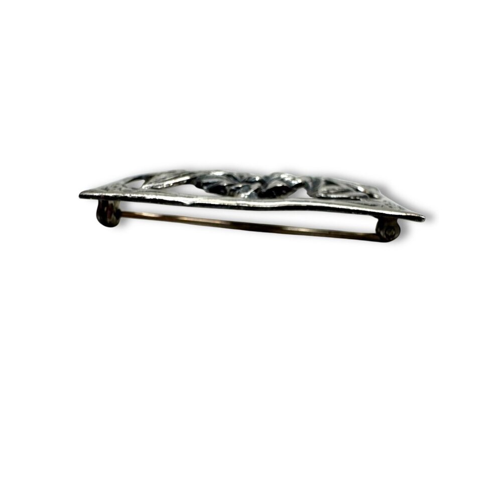 Vintage Sterling Silver Floral Brooch Pin - Picture 9 of 10